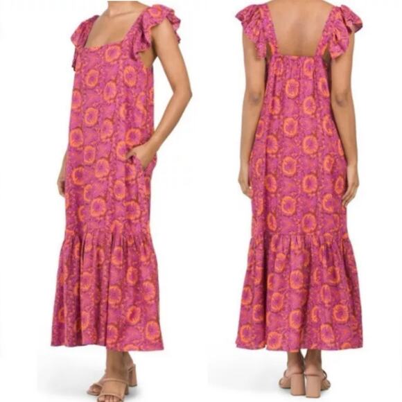 House of Harlow 1960 Jackie Floral Pink Midi Dress, size Small - Picture 1 of 6